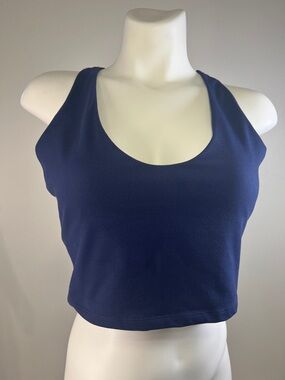 aerie OFFLINE Navy Blue Scoop Neck Crop Tank LARGE